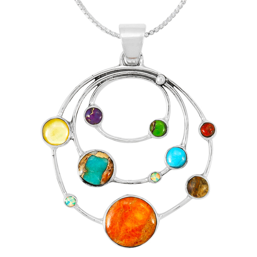 Planets Multi Gemstone Pendant Sterling Silver P3325-SM-C71