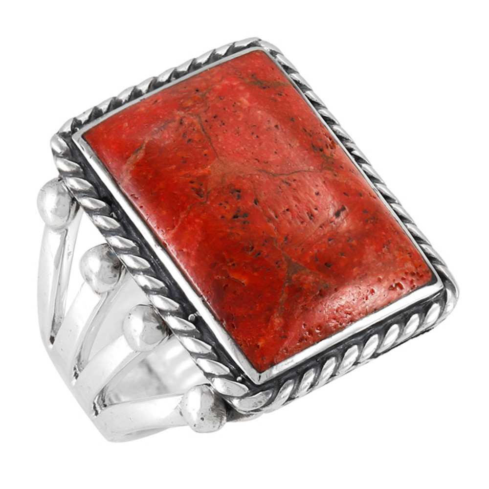 Coral Ring Sterling Silver R2512-C74