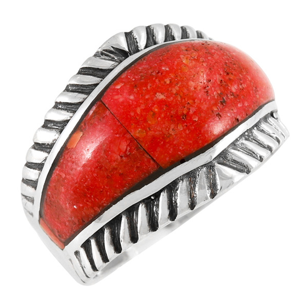 Coral Ring Sterling Silver R2543-C74