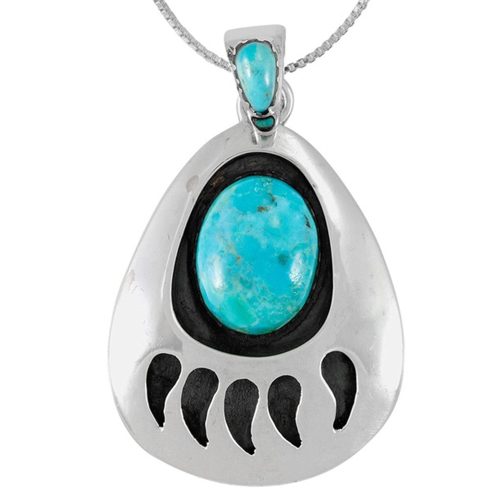 Navajo Sterling Silver Genuine Bear Claw Turquoise Coral Necklace Set