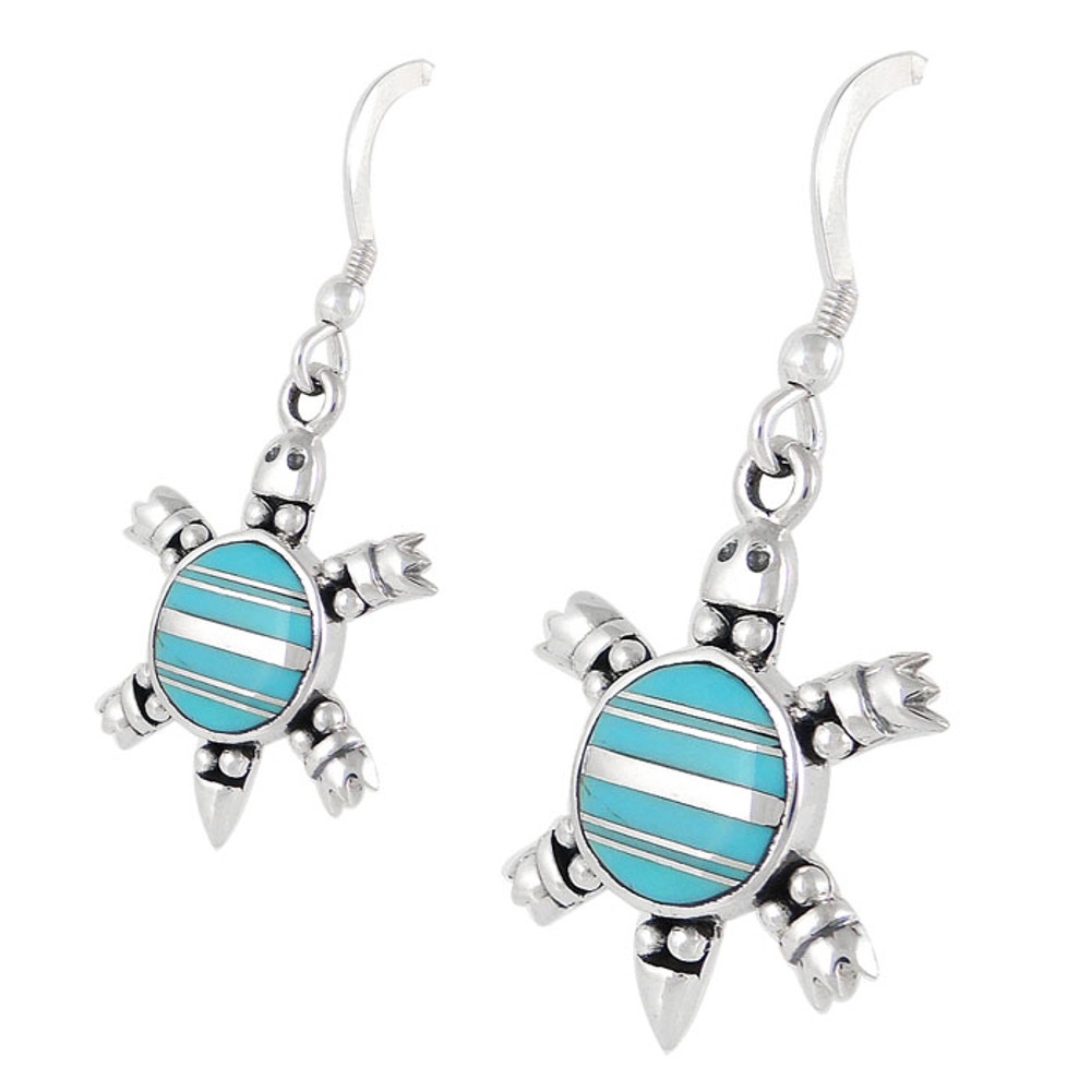 Sterling Silver Turtle Earrings Turquoise E1149-C05 | TurquoiseNetwork