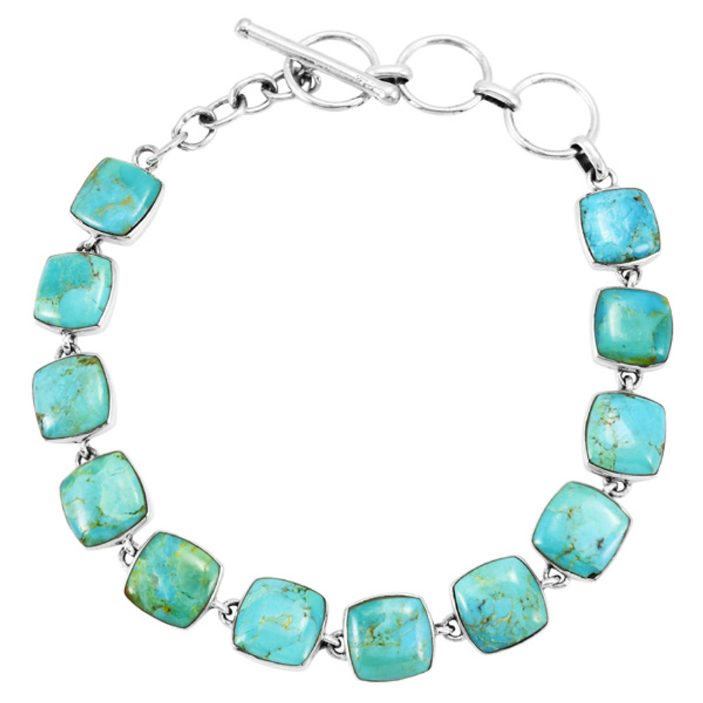 Turquoise Link Bracelet Sterling Silver B5561-C75