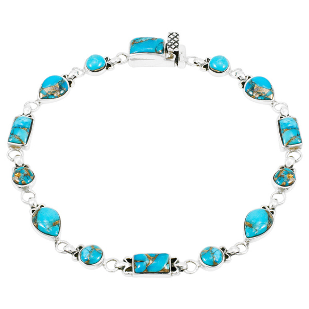 Matrix Turquoise Link Bracelet Sterling Silver B5553-C84