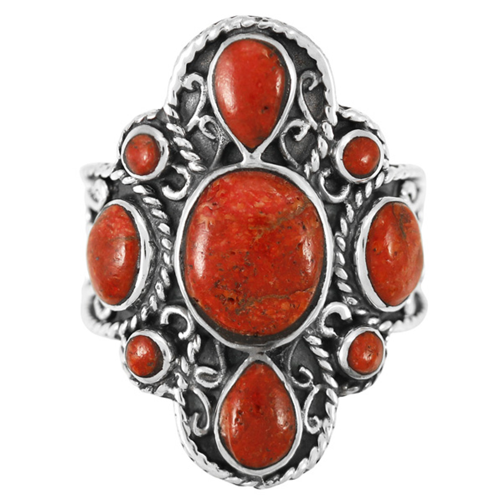 Coral Ring Sterling Silver R2416-C74