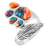 Paw Ring Rainbow Spiny Turquoise Sterling Silver R2504-C91