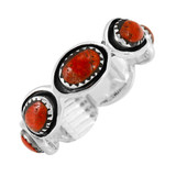 Coral Eternity Ring Sterling Silver R2515-C74