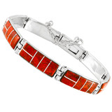 Coral Link Bracelet Sterling Silver B5518-C74