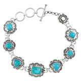 Turquoise Link Bracelet Sterling Silver B5612-C75