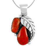 Coral Pendant Sterling Silver P3332-C74-BAIL