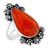 Coral Ring Sterling Silver R2572-SM-C74