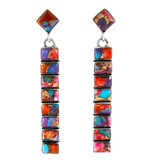 Rainbow Spiny Turquoise Earrings Sterling Silver E1305-C91