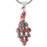 Plum Spiny Peacock Pendant Sterling Silver P3215-C92 (3" Long)