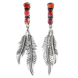 Plum Spiny Feather Earrings Sterling Silver E1458-LG-C92 (Larger version)
