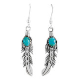 Turquoise Feather Earrings Sterling Silver E1447-SM-C75