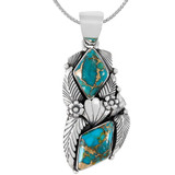 Matrix Turquoise Pendant Sterling Silver P3339-C84