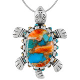 Spiny Turquoise Turtle Pendant Sterling Silver P3342-C89