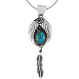 Matrix Turquoise Feather Pendant Sterling Silver P3345-C84