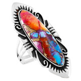 Rainbow Spiny Turquoise Ring Sterling Silver R2555-C91