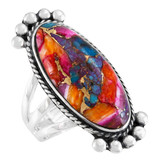Rainbow Spiny Turquoise Ring Sterling Silver R2522-C91