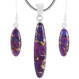 Purple Turquoise Pendant & Earrings Set Sterling Silver PE4008-C77