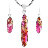 Plum Spiny Matching Pendant & Earrings Set Sterling Silver PE4008-C92