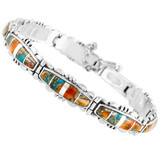 Spiny Turquoise Link Bracelet Sterling Silver B5516-C89A