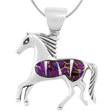 Horse Purple Turquoise Pendant Sterling Silver P3002-LG-C07 (Larger Style)