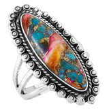 Rainbow Spiny Turquoise Ring Sterling Silver R2614-C91