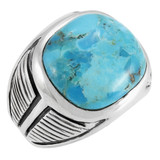 Men's Turquoise Ring Sterling Silver R2633-C75 (Sizes 9-13)