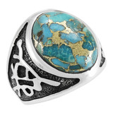 Men's Matrix Turquoise Ring Sterling Silver R2637-C84 (Sizes 9-13)