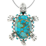 Matrix Turquoise Turtle Pendant Sterling Silver P3342-C84