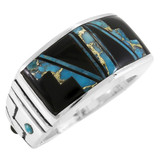 Men's Multi Gem Ring Sterling Silver R2642-C49 (Sizes 9-13)