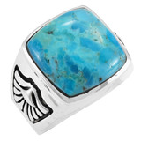 Men's Turquoise Ring Sterling Silver R2643-C75 (Sizes 9-13)
