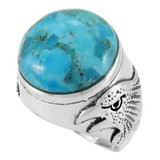 Men's Eagle Turquoise Ring Sterling Silver R2625-C75 (Sizes 9-13)