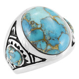 Men's Matrix Turquoise Ring Sterling Silver R2648-C84 (Sizes 9-13)