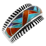 Multi Gemstone Ring Sterling Silver R2267-C01 (Unisex, Sizes 6-13)