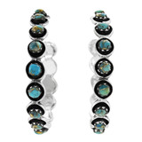 Large Matrix Turquoise Hoop Earrings Sterling Silver E1452-C84