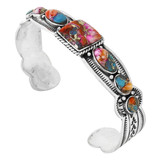 Rainbow Spiny Turquoise Bracelet Sterling Silver B5628-C91