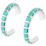 Sterling Silver Hoop Earrings Turquoise E1122-C05