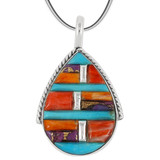 Sterling Silver Pendant Multi Gemstone P3075-C51