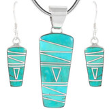 Sterling Silver Pendant & Earrings Set Turquoise PE4030-C05