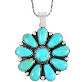 Sterling Silver Flower Pendant Turquoise P3193-C75