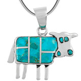 Cow Pendant Turquoise Sterling Silver P3231-C05