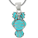 Owl Turquoise Pendant Sterling Silver P3110-C05