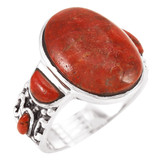 Coral Ring Sterling Silver R2434-C74