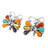 Sterling Silver Butterfly Earrings Multi Gemstones E1077-C71