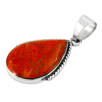 Coral Pendant Sterling Silver P3075-BAIL-C74