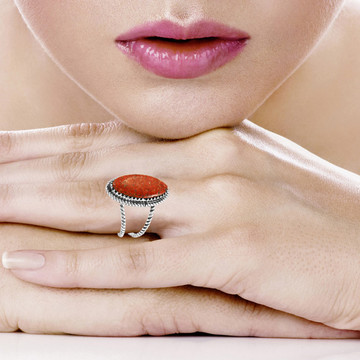 Coral Ring Sterling Silver R2449-C74