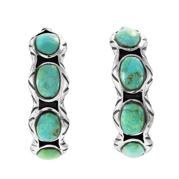 Turquoise Hoop Earrings Sterling Silver E1408-C75