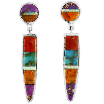 Multi Gemstones Earrings Sterling Silver E1412-C00